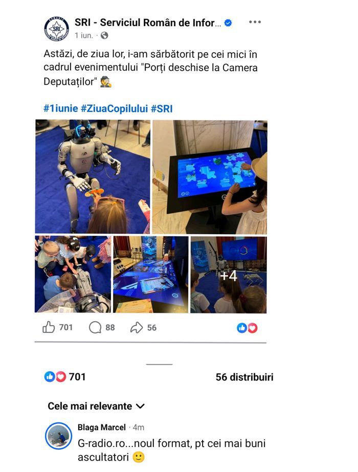 Comentariu G Radio pe pagina oficială SRI